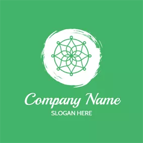 Logotipo De Yoga White Circle and Green Lotus logo design
