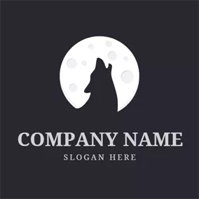 Wolf Logo White Circle and Howling Wolf logo design