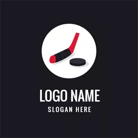 Logótipo Hóquei White Circle and Red Hockey Stick logo design