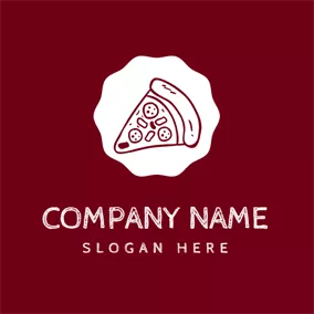 Food Logo White Circle and Red Pizza logo design