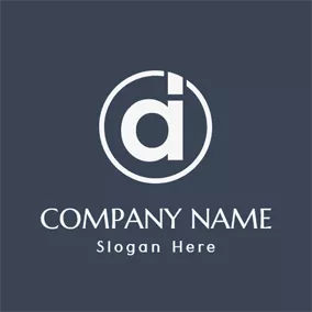 D Logo White Circle and Unique Ad Design logo design