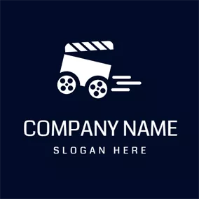 Produktion Logo White Clapperboard and Blue Film logo design