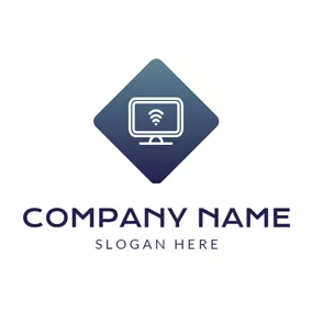 電話のロゴ White Computer and Black Square logo design