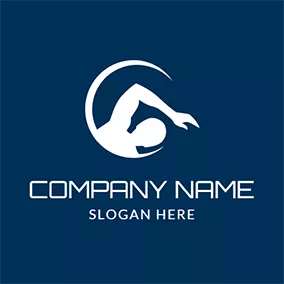 Training Logo White Crescent and Swimming Man logo design