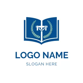 教堂Logo White Cross and Blue Book logo design