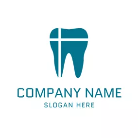 Logotipo De Cruz White Cross and Green Teeth logo design