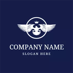 Dark Blue Logo White Crown and Eagle logo design