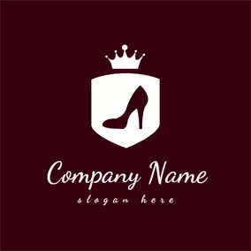 靴のロゴ White Crown and Maroon Shoe logo design