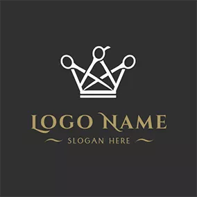 Hairstyle Logo White Crown and Scissors logo design