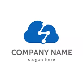 雲Logo White Data and Blue Cloud logo design