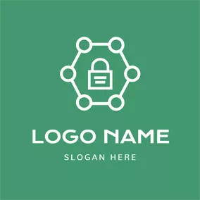 鎖logo White Data and Lock logo design