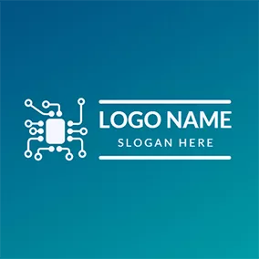 エレメントロゴ White Data and Semiconductor Icon logo design