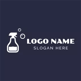 Clean Logo White Detergent and Blue Bubble logo design