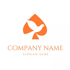 扑克牌 Logo White Dove and Orange Poker Ace logo design