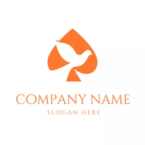 Taube Logo White Dove and Orange Poker Ace logo design