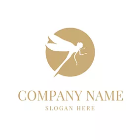 Insect Logo White Dragonfly and Circle logo design