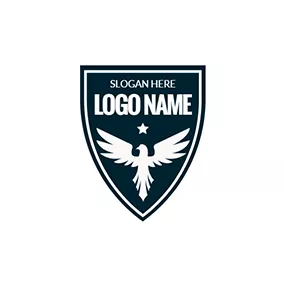 獵鷹logo White Eagle and Black Police Shield logo design