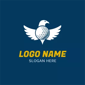 高爾夫Logo White Eagle and Golf Ball logo design