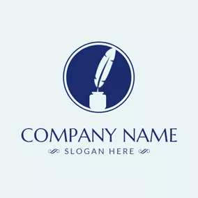 Feather Logo White Feather and Ink Bottle logo design
