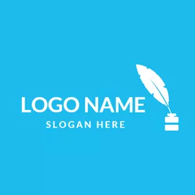 Blue Logo White Feather and Ink logo design