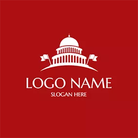 城ロゴ White Flag and Government Building logo design