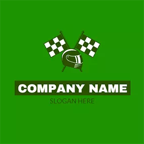 摩托车logo White Flag and Green Helmet logo design