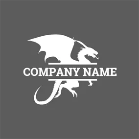 猛禽 Logo White Flying Dragon logo design
