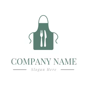 Curry Logo White Fork and Green Apron logo design