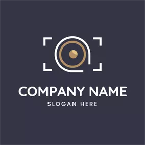 Photography Logo White Frame and Camera Lens logo design
