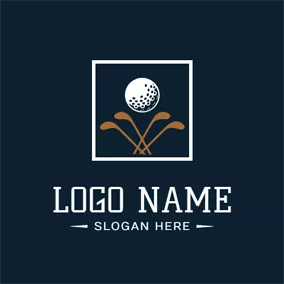 Golf Club Logo White Frame and Golf Ball logo design