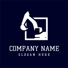 Frame Logo White Frame and Grab Excavator logo design