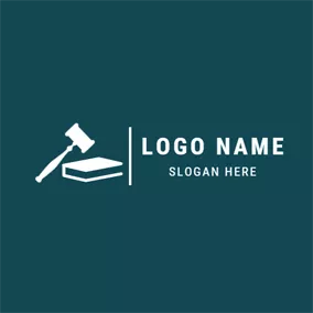 詩歌 Logo White Gavel and Law Book logo design