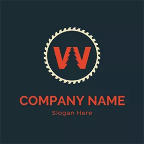 Wロゴ White Gear Red Letter W logo design