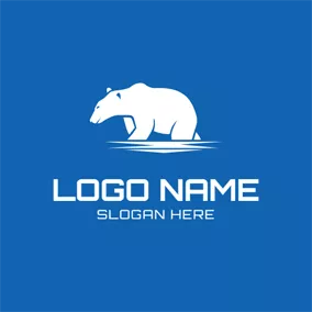 熊Logo White Glacier and Polar Bear logo design