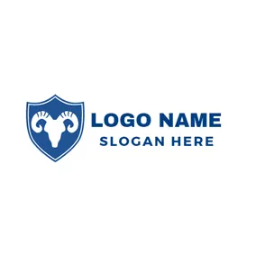 Blue Logo White Goat Badge logo design