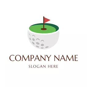 Golf Logo White Golf Ball and Green Golf Course logo design