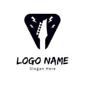 吉他Logo White Guitar and Strong Rhythm logo design