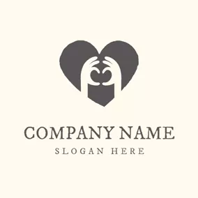 Love Logo White Hand and Black Heart logo design