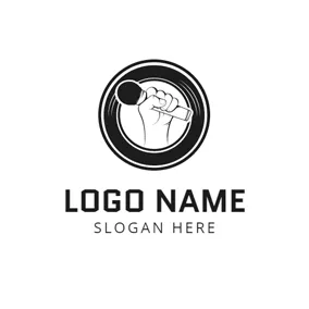 群れのロゴ White Hand and Black Microphone logo design