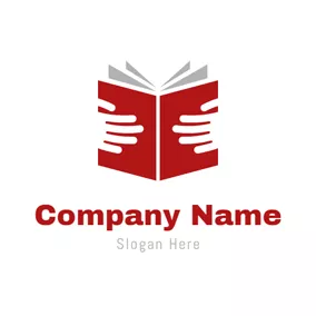 Logótipo De Biblioteca White Hand and Red Book logo design