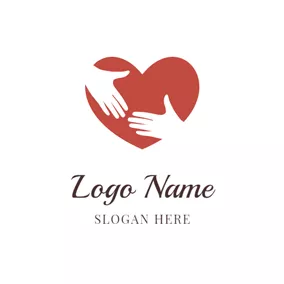 Kollaboration Logo White Hand and Red Heart logo design