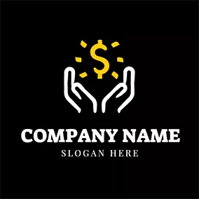 ドルロゴ White Hand and Shining Dollar Sign logo design