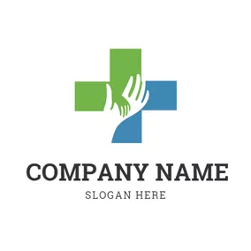 志愿者 Logo White Hand and Simple Cross logo design