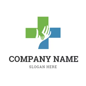 Caring Logo White Hand and Simple Cross logo design