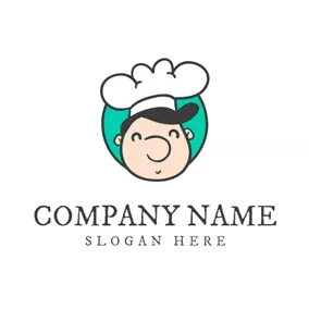 Chef Logo White Hat and Cartoon Chef logo design