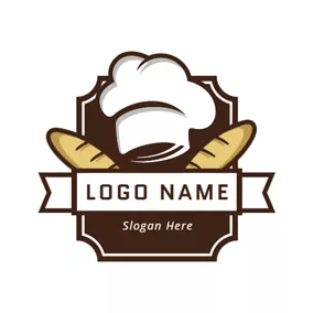 麵包 Logo White Hat and Yellow Bread logo design