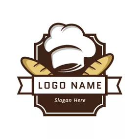 パン屋のロゴ White Hat and Yellow Bread logo design