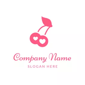 樱桃logo White Heart and Pink Cherry logo design