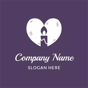 Logótipo De Vela White Heart and Purple Candle logo design