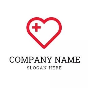心跳 Logo White Heart and Red Cross logo design